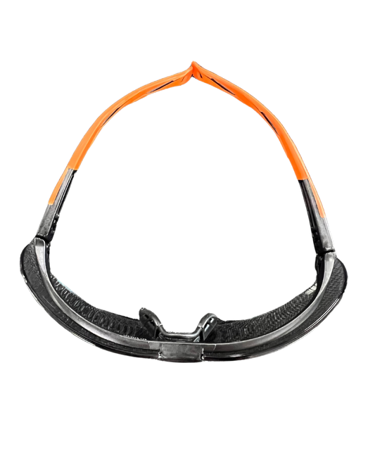 Safety Glasses- ANSI Z87.1 High Impact- Orange and Black, Reflective Lens